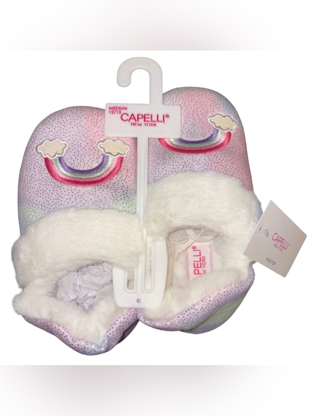 Capelli of New York Kids Rainbow Fuzzy Slippers